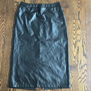Black Midi Pencil Skirt with Slit